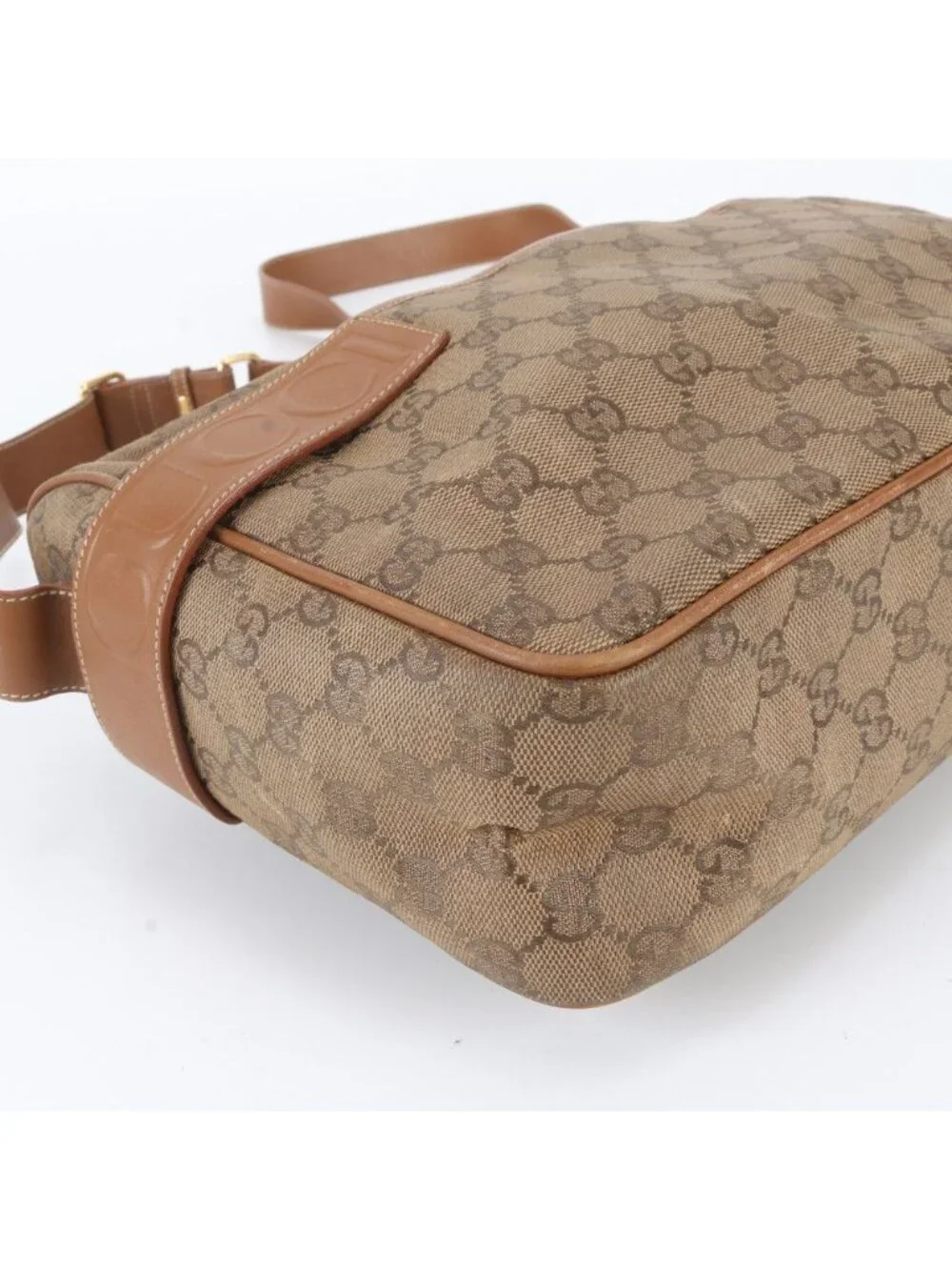 Gucci GG Supreme Leather Shoulder Bag Messenger Business Brown